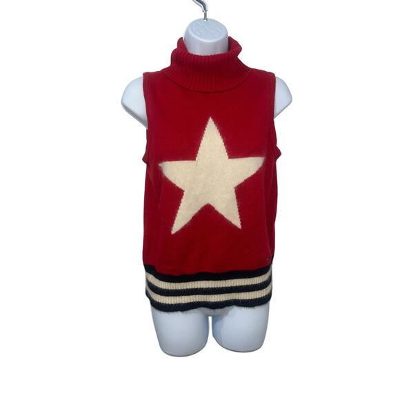 Y2K Vintage Tommy Hilfiger Star Sweater turtleneck vest size L - Picture 1 of 5